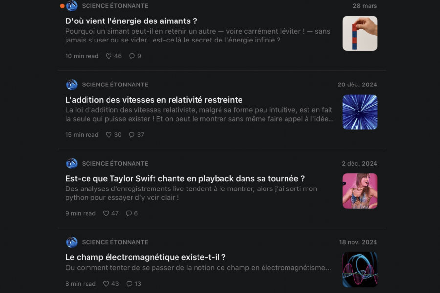 Newsletter Science Étonnante sur Substack